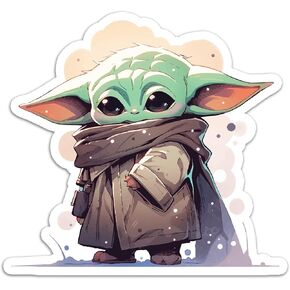 SW Cute Standing Grogu ملصق ملصق Notebook محمول سيارة محمول 5.5 "x5.5" (اللون)