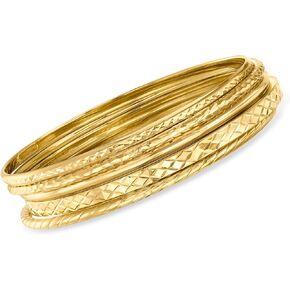 Ross-Simons 18kt Gold Over Sterling Jewelry Set: 5 Textured Bangle Bracelets