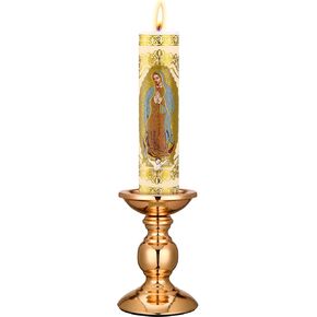 Cirios Pascual Catolico Paschal Candle with Holder Catholic First Communion Baptism Gift Virgen De Guadalupe Cross Prayer Candle Decoration for Catholic First Communion Church Supplies(Large)