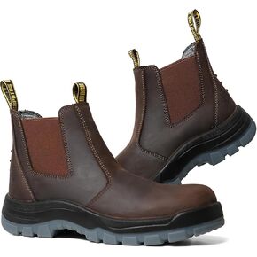Men's Slip On Work boots for Men, Soft/Composite Toe Slip Resistant Waterproof Puncture-proof Mens Work Boots