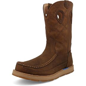 Twisted X Men's 11" Work Pull On Wedge Sole Boot, Moc Toe with CellStretch