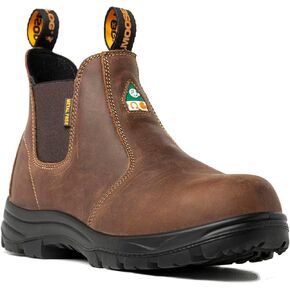 Men’s Composite-Toe Chelsea Work Boots 5666 | ASTM & CSA Certified | 100% Leather, Slip/Oil/Heat Resistant SafeTread Sole | Sizes 7-13 | Black/Brown
