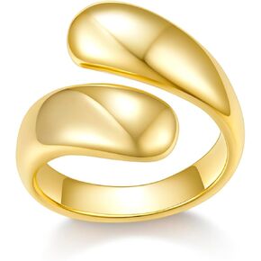 14K الذهب/الذهب الأبيض مطلي مكتنزة حلقات قابلة للتكديس للنساء | Bold Crossover بيان الحلقة الحجم 4-12