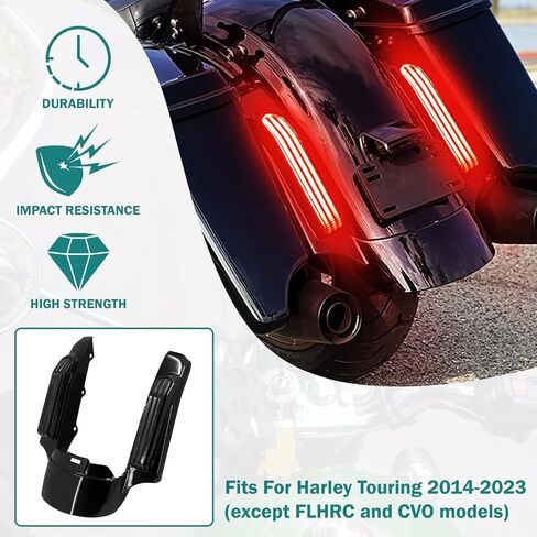 Motorcycle LED Rear Fender Extension Fascia Mudguard with Turn Signals Brake Running Lights Fit for Harley Touring CVO Road Glide Road King Electra Glide Street Glide 2014-up (Red Lens) in Kuwait