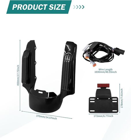 Motorcycle LED Rear Fender Extension Fascia Mudguard with Turn Signals Brake Running Lights Fit for Harley Touring CVO Road Glide Road King Electra Glide Street Glide 2014-up (Red Lens) in Kuwait