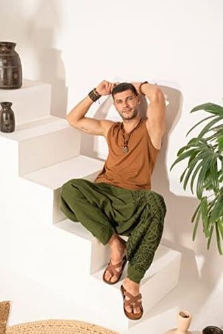 سراويل Boho Harem الخاصة بـ Veshti Company - سروال يوجا الفضفاضة مع الخصر المرن والرسومات ، in Kuwait