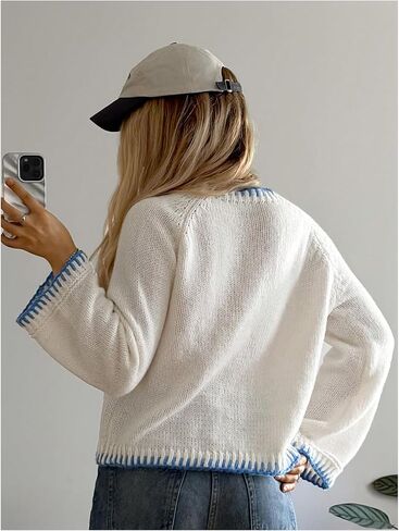 SHENHE Women's Oversized Graphic Pullover Sweater Crew Neck Cute Soft Knitted Sweater in Saudi Arabia