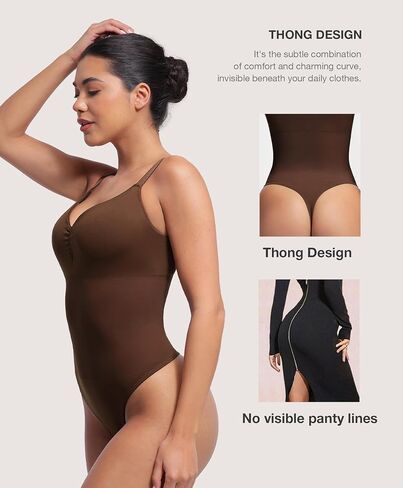 Lover-Beauty Shapewear Bodysuits for Women - Tummy Control Seamless Body Shaper Padded Thong in Saudi Arabia