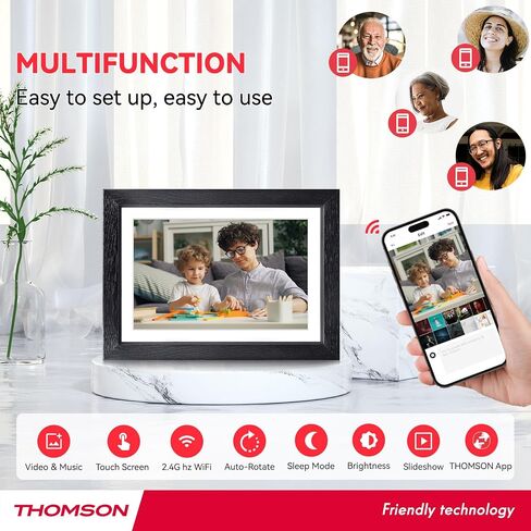 إطار صور رقمي 10.1 بوصة من THOMSON، إطار صور رقمي واي فاي مع 32 جيجابايت، شاشة لمس IPS عالية الدقة 1280x800، تدوير تلقائي، عرض شرائح، مشاركة الصور/مقاطع الفيديو على الفور من أي مكان، هدية رائعة in Saudi Arabia