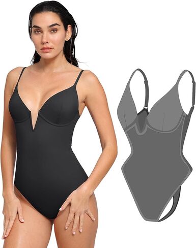Popilush Tummy Control Swimsuits for Women Deep V Neck One Piece Shapewear Swimsuit Slimming Swimwear Built in Bra in Kuwait