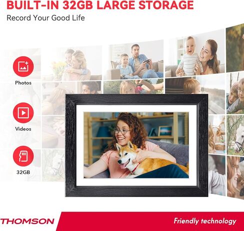 إطار صور رقمي 10.1 بوصة من THOMSON، إطار صور رقمي واي فاي مع 32 جيجابايت، شاشة لمس IPS عالية الدقة 1280x800، تدوير تلقائي، عرض شرائح، مشاركة الصور/مقاطع الفيديو على الفور من أي مكان، هدية رائعة in Saudi Arabia