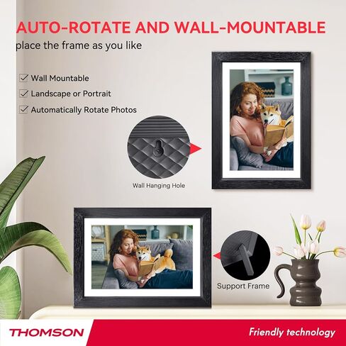 إطار صور رقمي 10.1 بوصة من THOMSON، إطار صور رقمي واي فاي مع 32 جيجابايت، شاشة لمس IPS عالية الدقة 1280x800، تدوير تلقائي، عرض شرائح، مشاركة الصور/مقاطع الفيديو على الفور من أي مكان، هدية رائعة in Saudi Arabia