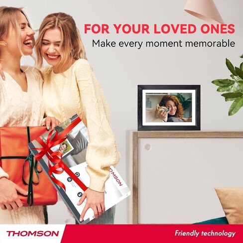 إطار صور رقمي 10.1 بوصة من THOMSON، إطار صور رقمي واي فاي مع 32 جيجابايت، شاشة لمس IPS عالية الدقة 1280x800، تدوير تلقائي، عرض شرائح، مشاركة الصور/مقاطع الفيديو على الفور من أي مكان، هدية رائعة in Saudi Arabia