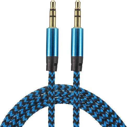MECCANIXITY 2 Pack Aux Cable 3.5mm Male to Male Nylon Braided 3Ft 3 Pole Hi-Fi Stereo Sound Auxiliary Cord Orange Gold for Earphones, Smart Phones, Home/Car Stereos, Speakers, Computers in Kuwait