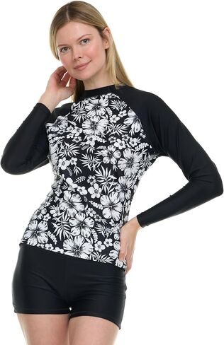 Hurley Womens Two Piece Rash Guard & Swim Shorts, Long Sleeve Swim Shirt, Quick Dry Swimsuits UPF 50+ SPF Sun & UV Protection in Saudi Arabia