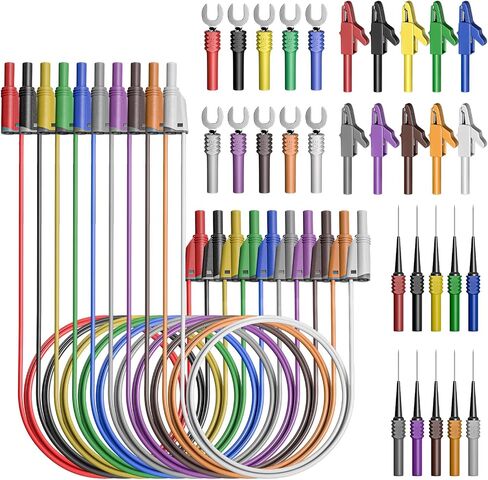 Goupchn 5PCS Banana Plug Silicone Test Leads 4mm Fully Insulated Safety Shrouded Stackable Banana Plug Soft Wire Extension Cable for Multimeter in Kuwait