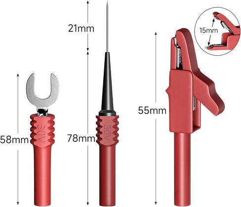 Goupchn 5PCS Banana Plug Silicone Test Leads 4mm Fully Insulated Safety Shrouded Stackable Banana Plug Soft Wire Extension Cable for Multimeter in Kuwait
