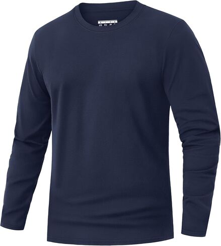 EKLENTSON Men's Cotton Crewneck T-Shirts Long Sleeve Plain Tee Moisture Wicking Casual Tshirts Solid Color in Saudi Arabia