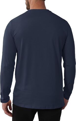 EKLENTSON Men's Cotton Crewneck T-Shirts Long Sleeve Plain Tee Moisture Wicking Casual Tshirts Solid Color in Saudi Arabia