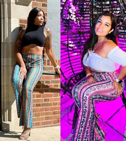 Boho Flare Pants for Women - Rave High Waisted Bell Bottom Retro 70s Disco EDM Floral Wide Leg Legging in Saudi Arabia