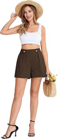 Belle Poque Linen Shorts for Women 2025 Summer Trendy Shorts Elastic High Waisted Dressy Casual Shorts with Pockets in Saudi Arabia