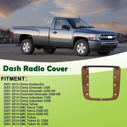 Dash Center Radio Bezel Trim Instrument Panel Cover Crimson Walnut Compatible with 2007-2014 Chevrolet Chevy Suburban Silverado Tahoe Avalanche,GMC Yukon XL Replaces 25887441 in Kuwait