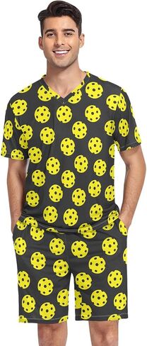 Laprad Men's Pajamas Set Two Piece Short Sleeve Sleepwear Loungewear V-Neck with Pockets in Saudi Arabia