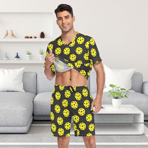 Laprad Men's Pajamas Set Two Piece Short Sleeve Sleepwear Loungewear V-Neck with Pockets in Saudi Arabia
