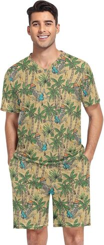 Laprad Men's Pajamas Set Two Piece Short Sleeve Sleepwear Loungewear V-Neck with Pockets in Saudi Arabia