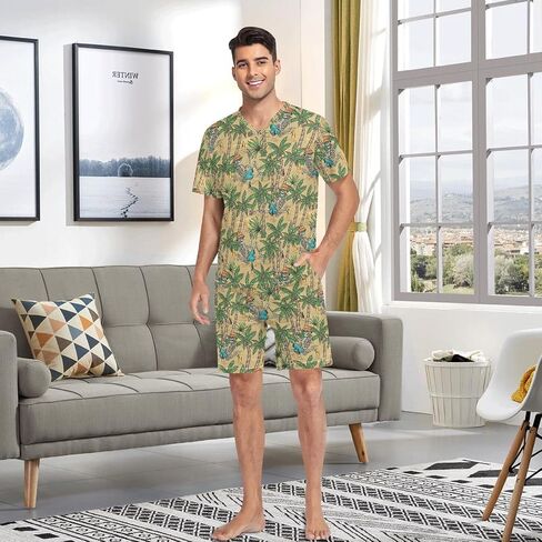 Laprad Men's Pajamas Set Two Piece Short Sleeve Sleepwear Loungewear V-Neck with Pockets in Saudi Arabia