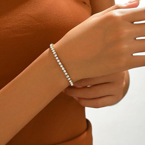 18K Gold Plated Tennis Bracelet for Women 2/3/5mm Cubic Zirconia Adjustable Classic Tennis Bracelet Trendy Wedding Birthday Gift for Her in Kuwait