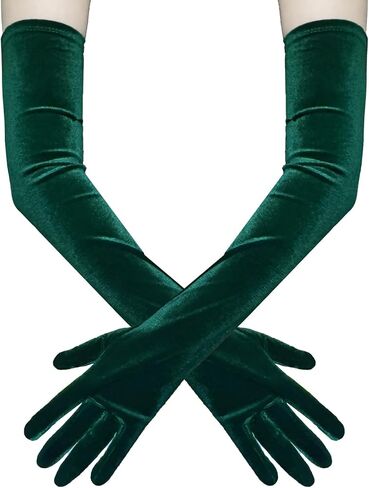 Women Long Velvet Finger Gloves Elbow Length Flapper Gloves 1920s Opera Costume in Saudi Arabia