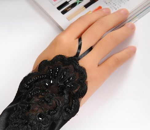 Specell Satin Fingerless Gloves Women, Fingerless Satin Gloves Long 18.9", Bridal Prom for Wedding Party Costume Accessories in Saudi Arabia