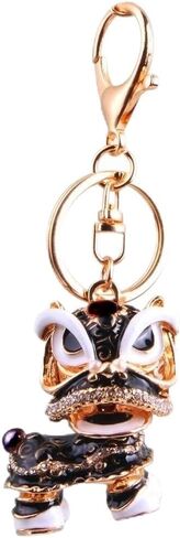 Axmerdal Animal Keychain Cute Chinese Traditional Dance Lion Car HandBag Pendant Key Chain for Women and Men Keyring Gift in Kuwait