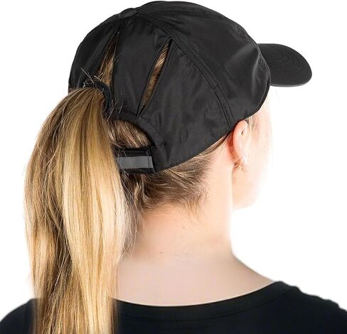 Women's High Ponytail Messy Bun Packable Unstructured Baseball Cap Oversized L XL XXL UV 50 Sun Running Hat in Saudi Arabia