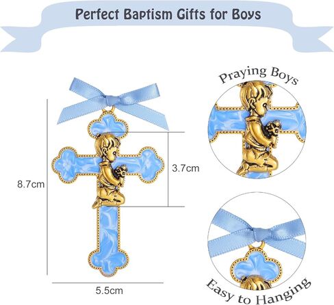 KOMI Baptism Gifts for Boys Blue Enamel Baby Wall Cross Christening Gifts Praying Boy Cross Christening and Dedication Baptismal Gifts from Godmother in Saudi Arabia
