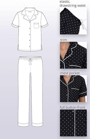 PajamaGram Women’s Pajamas - PJ For Women Set, Short Sleeve, 100% Cotton in Kuwait