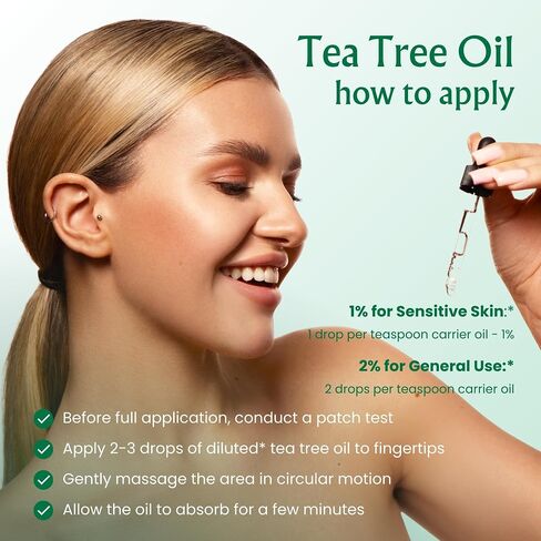 BodyJ4You Pure Tea Tree Oil - 100% Natural USDA Organic Premium Grade Essential Oil - Face Skin Care Healthy Hair Scalp Toenail Piercing Aftercare - Undiluted Non-GMO Aromatherapy DIY Beauty - 1 Fl Oz in Saudi Arabia