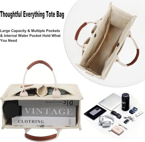 ALUWU Canvas Corduroy Tote Bag Casual Work Shoulder Handbags for Women Cute Purses in Kuwait