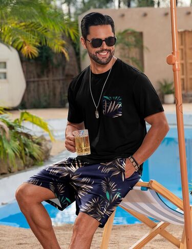LecGee Mens Hawaiian 2 Piece Summer Outfits Short Sleeve Shirt and Floral Print Shorts Sets Beach Vacation Clothes for Men in Saudi Arabia