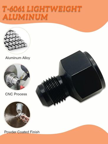 6AN Female to 4AN Male Flare Reducer Adapter, Aluminum 6AN to 4AN Flare Reducing Hose Union Fitting Thread AN6 (9/16-18) to AN4 (7/16x20) - Black in Kuwait
