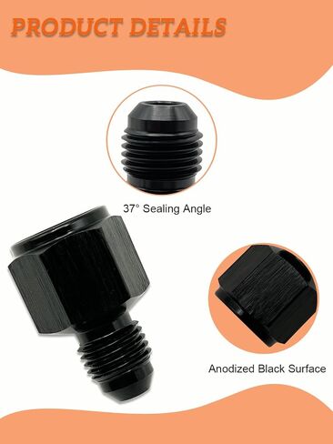 6AN Female to 4AN Male Flare Reducer Adapter, Aluminum 6AN to 4AN Flare Reducing Hose Union Fitting Thread AN6 (9/16-18) to AN4 (7/16x20) - Black in Kuwait