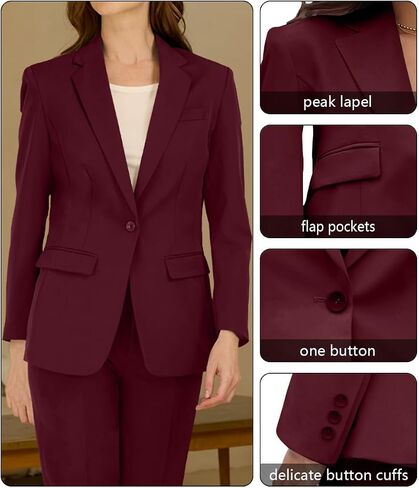 Women's Professional Suit 2 Piece Slim Fit Outfit Business Office Work Tuxedo Blazer Pants Suits in Saudi Arabia