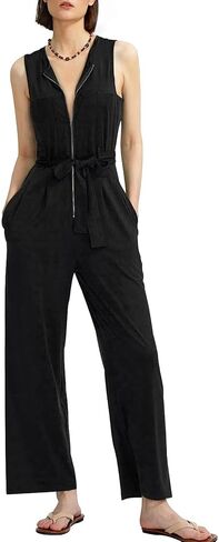 CHERFLY Jumpsuits for Women Dressy Summer Formal Outfits Zipper Up Overalls 2025 in Saudi Arabia