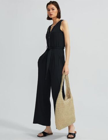 CHERFLY Jumpsuits for Women Dressy Summer Formal Outfits Zipper Up Overalls 2025 in Saudi Arabia