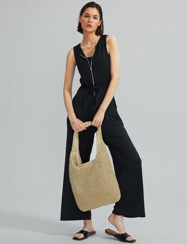 CHERFLY Jumpsuits for Women Dressy Summer Formal Outfits Zipper Up Overalls 2025 in Saudi Arabia