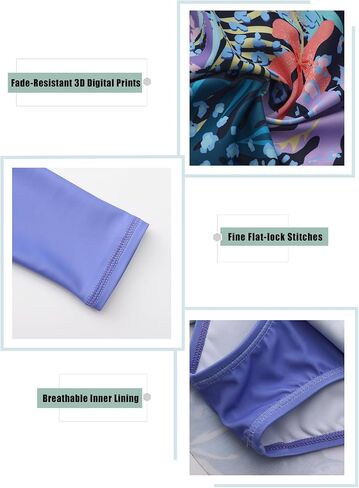 Girls One Piece Swimsuits Long Sleeeve Swim Dress for Kids Girls Hawaiian Skirted Bathing Suits Summer Swimwear 3-16 Years in Saudi Arabia
