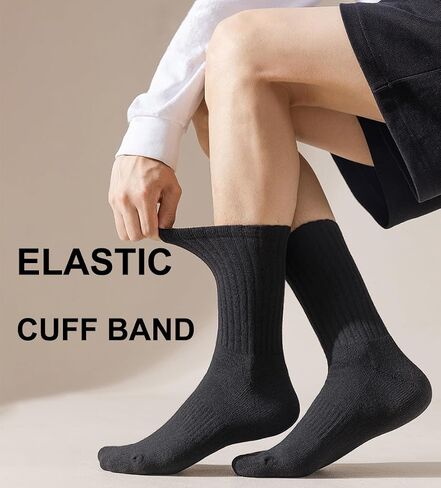 Men's Cotton Athletic Crew Socks Full Cushioned Work Boot Socks Black, 4 Pairs in Saudi Arabia