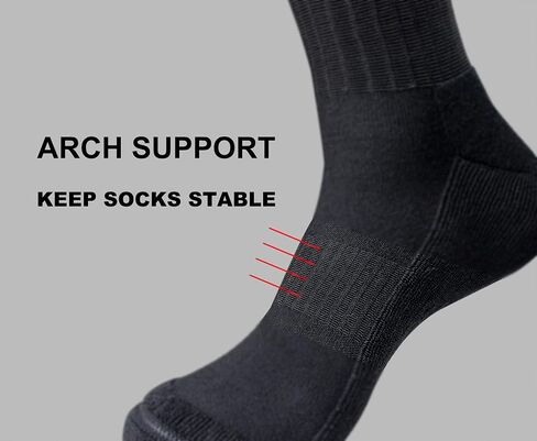 Men's Cotton Athletic Crew Socks Full Cushioned Work Boot Socks Black, 4 Pairs in Saudi Arabia