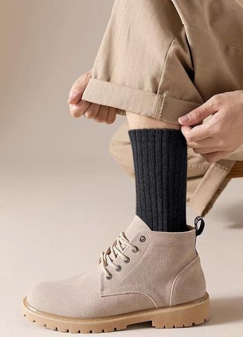 Men's Cotton Athletic Crew Socks Full Cushioned Work Boot Socks Black, 4 Pairs in Saudi Arabia